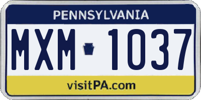 PA license plate MXM1037