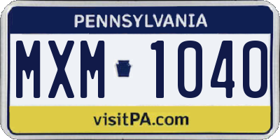 PA license plate MXM1040