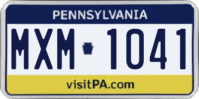 PA license plate MXM1041