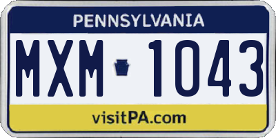 PA license plate MXM1043