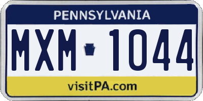 PA license plate MXM1044