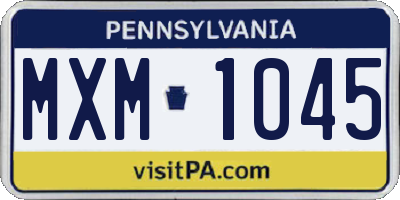 PA license plate MXM1045