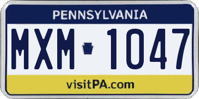 PA license plate MXM1047