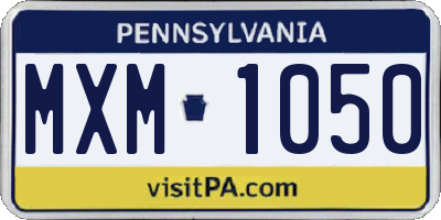 PA license plate MXM1050