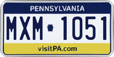 PA license plate MXM1051