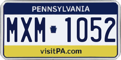 PA license plate MXM1052
