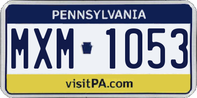 PA license plate MXM1053