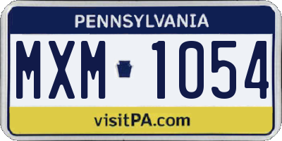 PA license plate MXM1054
