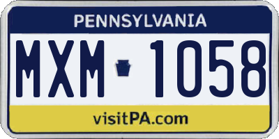 PA license plate MXM1058
