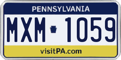 PA license plate MXM1059