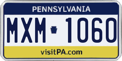 PA license plate MXM1060