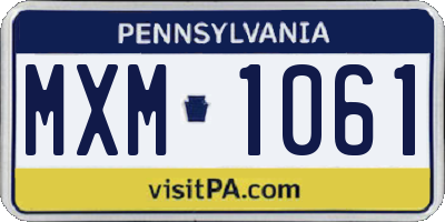 PA license plate MXM1061