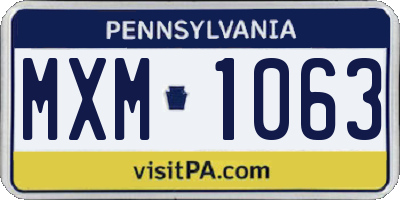 PA license plate MXM1063