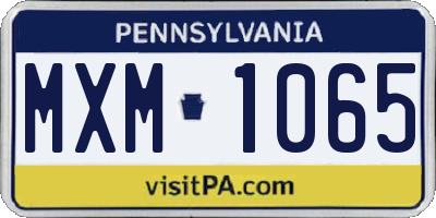 PA license plate MXM1065