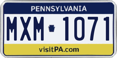 PA license plate MXM1071