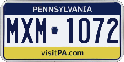 PA license plate MXM1072