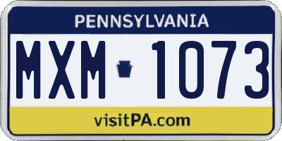 PA license plate MXM1073