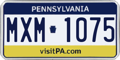 PA license plate MXM1075