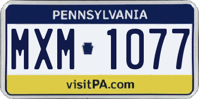 PA license plate MXM1077