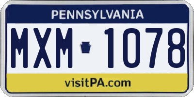 PA license plate MXM1078