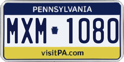 PA license plate MXM1080