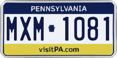 PA license plate MXM1081