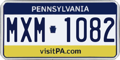 PA license plate MXM1082