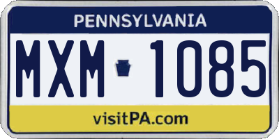 PA license plate MXM1085