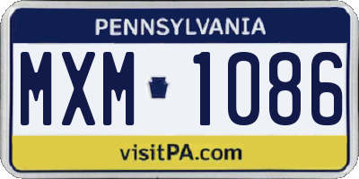 PA license plate MXM1086