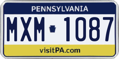 PA license plate MXM1087