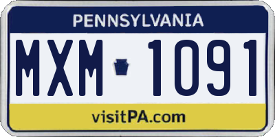 PA license plate MXM1091
