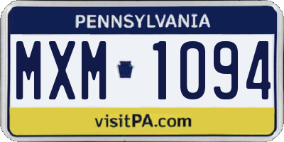 PA license plate MXM1094