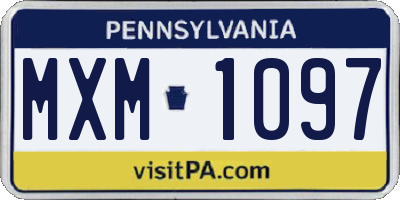 PA license plate MXM1097