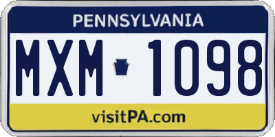 PA license plate MXM1098