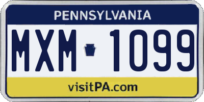 PA license plate MXM1099