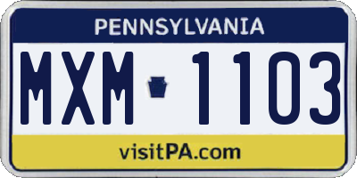 PA license plate MXM1103