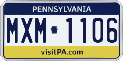 PA license plate MXM1106