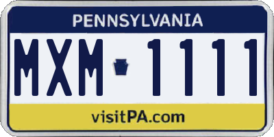 PA license plate MXM1111