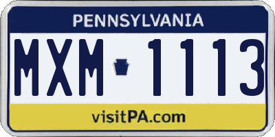 PA license plate MXM1113