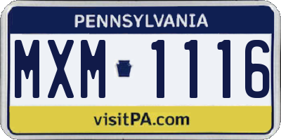 PA license plate MXM1116