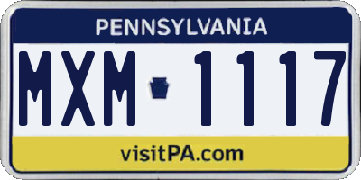 PA license plate MXM1117