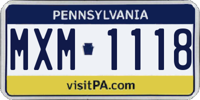 PA license plate MXM1118