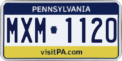 PA license plate MXM1120