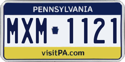 PA license plate MXM1121