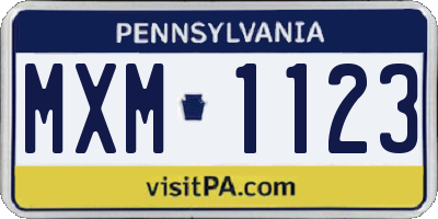 PA license plate MXM1123