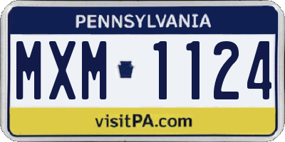 PA license plate MXM1124