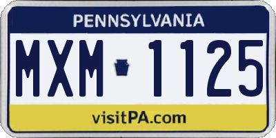 PA license plate MXM1125
