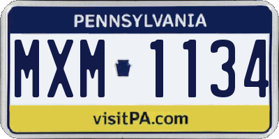 PA license plate MXM1134