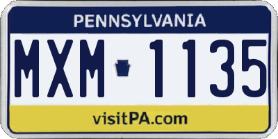 PA license plate MXM1135