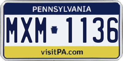 PA license plate MXM1136